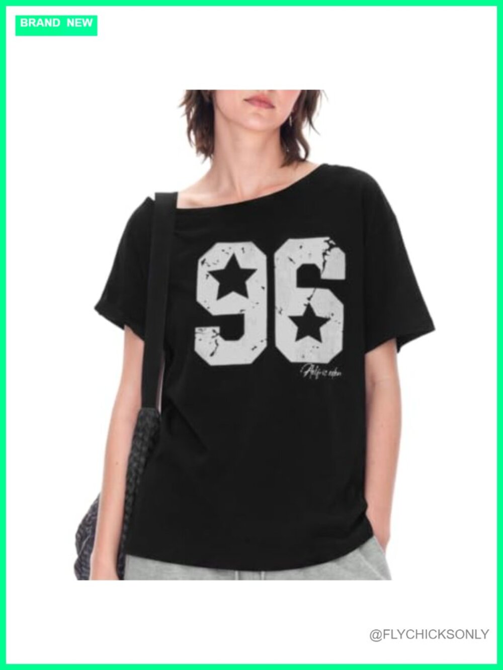 Oversized Off-Shoulder Graphic Tee Short Sleeve Cotton T-Shirt